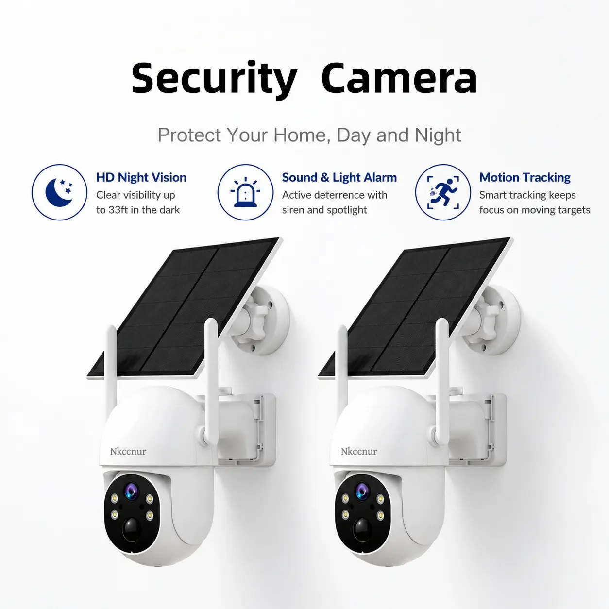 NKCCNUR 2PCS Security Surveillance Cameras – AI Motion Detection, Audible & Visual Alarm, 2MP HD Resolution, IP54 waterproof rating,Wi-Fi Connectivity, Two-Way Audio, Encrypted Cloud Storage.