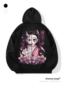 Demon Slayer Nezuko Awakening Print Loose Hoodie, Casual Fashion Fitted Sweatshirt for Home Wear, Daily Wear, Graphic Pattern, Unisex