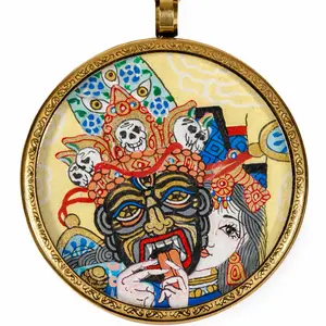Chinese female goddess of Weath Zajiram Collectible Jewelry Premium Handmade Fashion Chic Accessories with Hand-Painted Thangka Art