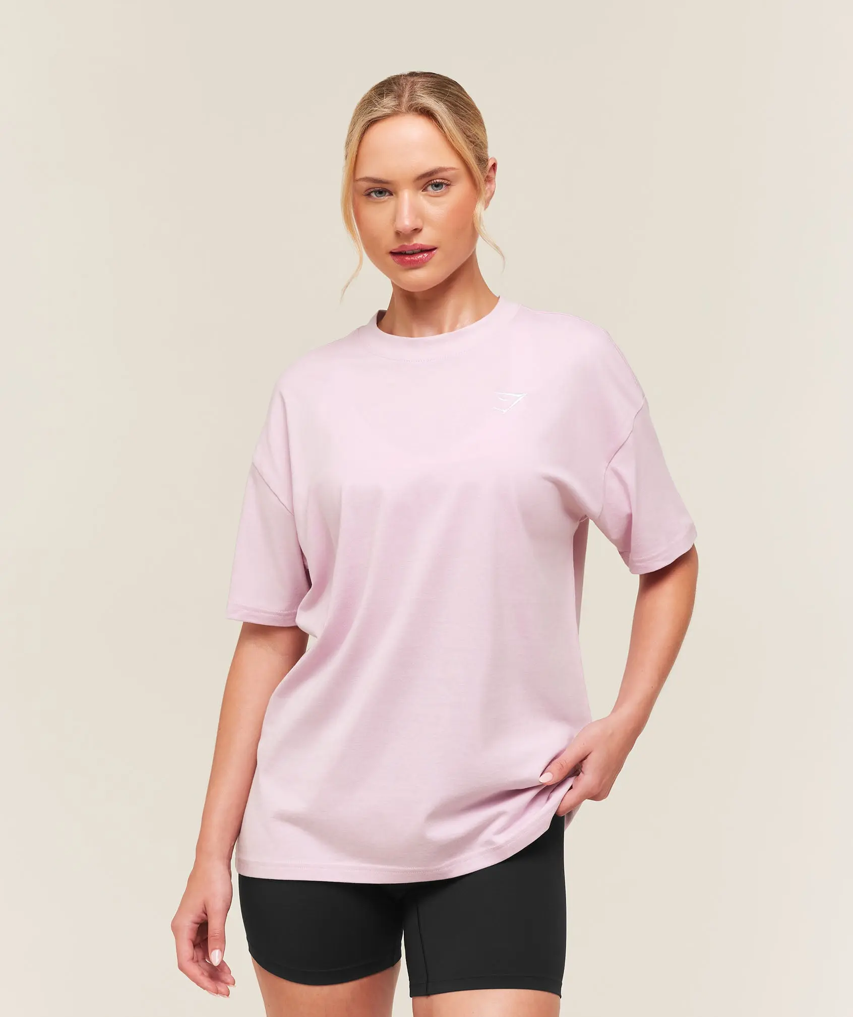 Gymshark Training Oversized T-Shirt – Haze Pink Cotton Gym Tee, Relaxed Workout Fit