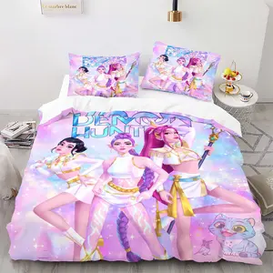 K-Pop Duvet Cover Set, Includes One Fitted Sheet and Pillowcases, Vibrant Fashion Girl Group Design, Comfortable Bedding for Teens and Fans' Bedroom or Dorms, Comfy Bed Sets