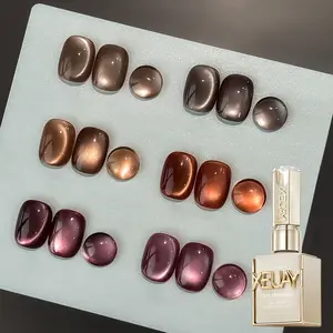 【LIVE】6PCS*15ML Light Luxury Coffee Cat Eye Gel Super Bright Cat Eye Nail Gel Polish for DIY Nail Art High-Density Glitter Long-Lasting Unscented Alcohol-Free