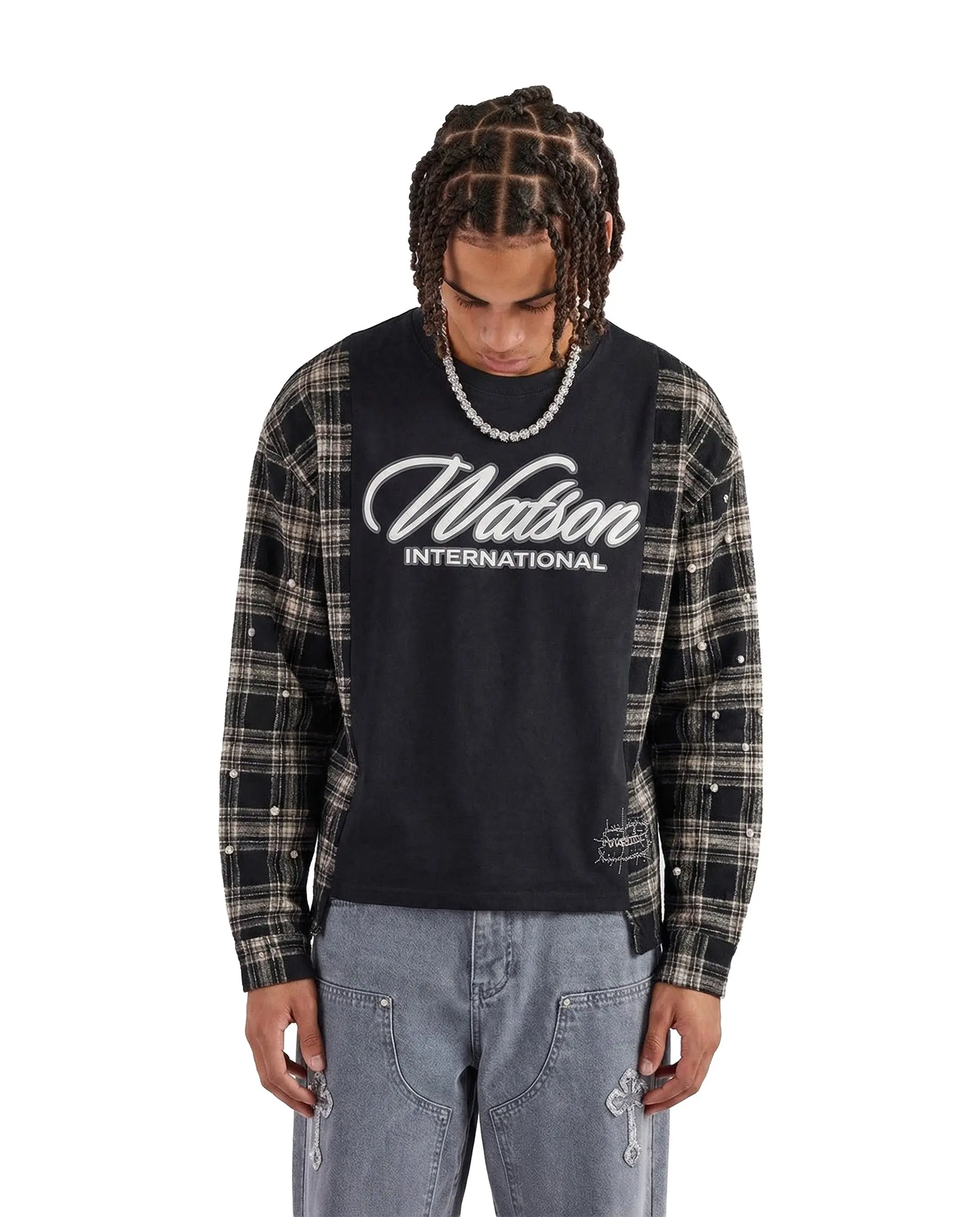 WATSON UPCYCLED T-SHIRT FLANNEL (CHARCOAL)