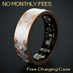 No Subscription Smart Ring - 24/7 Health Tracker for Men & Women | Sleep & Heart Rate Monitor | 5ATM Waterproof Stainless Steel | Includes Portable Charging Case | iOS & Android