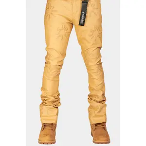 Politics - Waxed Flare Pants with PU Patches