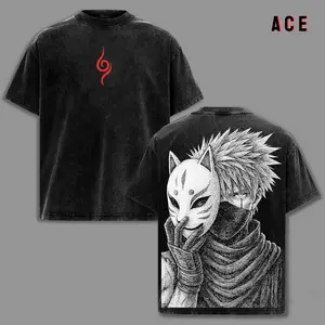 Kakashi Hatake Naruto Anime Double Printed Vintage Washed Tee Unisex Oversize Anime Manga Washed Heavyweight Cotton T-shirt, Gift For Anime Fan, Anime Lover
