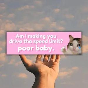Am I Making You Drive The Speed Limit Funny Bumper Sticker Magnet, Girl Safe Slow Bad New Driver Gift, Sad Crying Cat Meme Genz Car Sticker