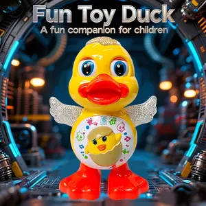 Electric Dancing Duck Toy with Blinking Lights, Rotating Wings & Moving Eyes, Abs Material, Perfect Gift for Kids' Festivals