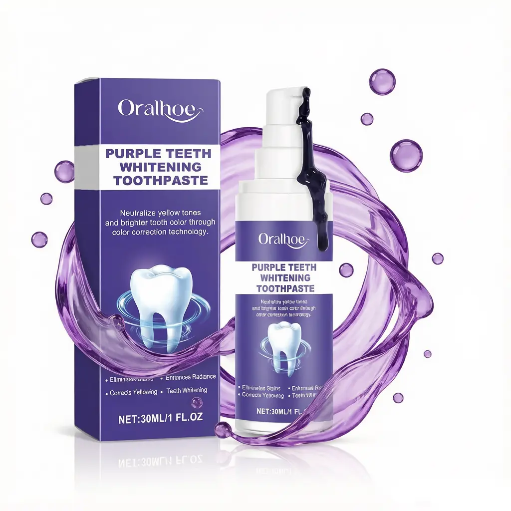 Purple Teeth Whitener Toothpaste - Gentle Mild Mint Color Corrector for Yellow Teeth, Stain Removal, Cleansing & Brightening (30ml/1 fl oz)