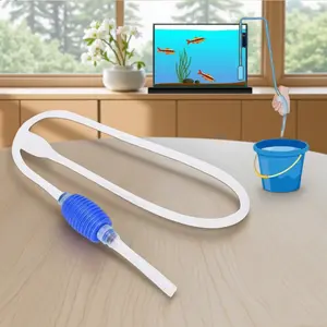Aquarium Cleaning Kit Siphon Vacuum Gravel Filter Water Pump 2 in 1 Tool Fast Water Changer Sand Washer Portable Clog Proof Fish Waste Cleaner Adjustable Suction Extension Tube Multi Functional Water Change Device Fish Tank Maintenance Must Have