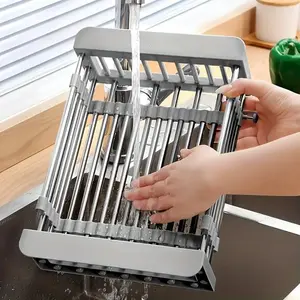 Adjustable Over-the-Sink Dish Drying Rack – Telescopic Stainless Steel Drain Basket, Space-Saving Organizer for Dishes, Fruits & Vegetables