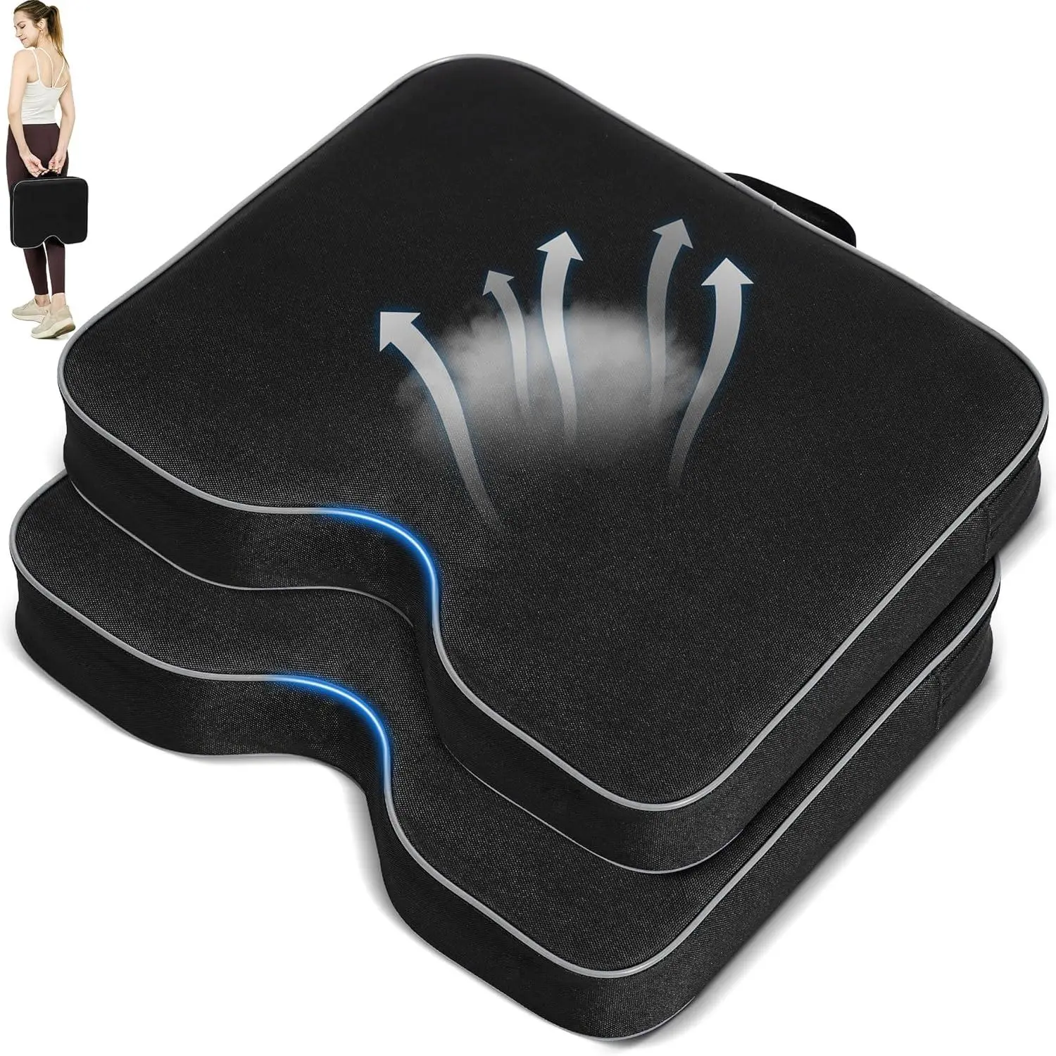 2 Pcs Stadium Seat Cushions - Outdoor Seat Cushions for Bleachers Fashion & Portable Stadium Cushions with Decorative Strips Water-Repellent Stadium Seats for Outdoor Sports Events (Black) big  fishing  lure  p  2