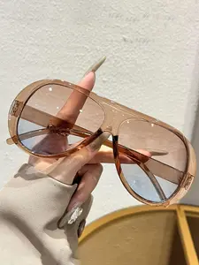 New Fashion Orange Lens Oversized Sun Protective Sunglasses Men Women Pilot Shades Uv400 Vintage Sun Glasses