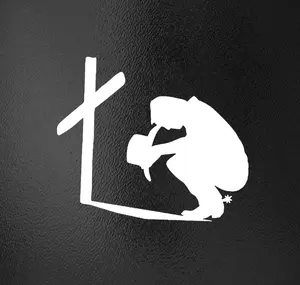 Cowboy Praying to Cross Christianity Vinyl Decal Sticker Waterproof HIgh Quality