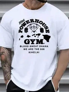 Muscle Men TShirt Gym Maui Style White Fitness Graphic Tee Workout Activewear Casual Athleisure Unisex Short Sleeve Fashion Tees