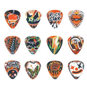 12-Piece Guitar Picks Set, Unique Hand-Drawn Designs, Double-Sided Printing, Perfect Gift for Music Lovers, Ukulele and Guitar Picks, Art