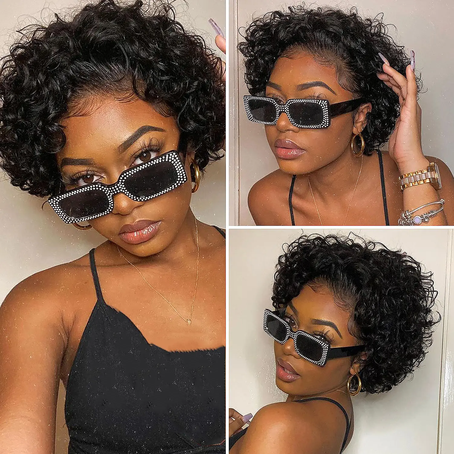 6 Inch Pixie Cut Wig Human Hair Short Curly Lace Front Wigs Human Hair 13X1 Pixie Cut Wigs for Women Pre Plucked Short Curly Pixie Cut Lace