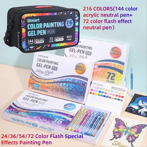 24/36/54/72 Color Glitter Effect Painting Pens, 216 Piece Set (144 Acrylic Neutral Pens + 72 Glitter Effect), 1.0mm Bullet Tip, High Capacity Markers, Art Drawing Supplies, Diy Painting Supplies, Artist Supplies, Art Craft Supplies