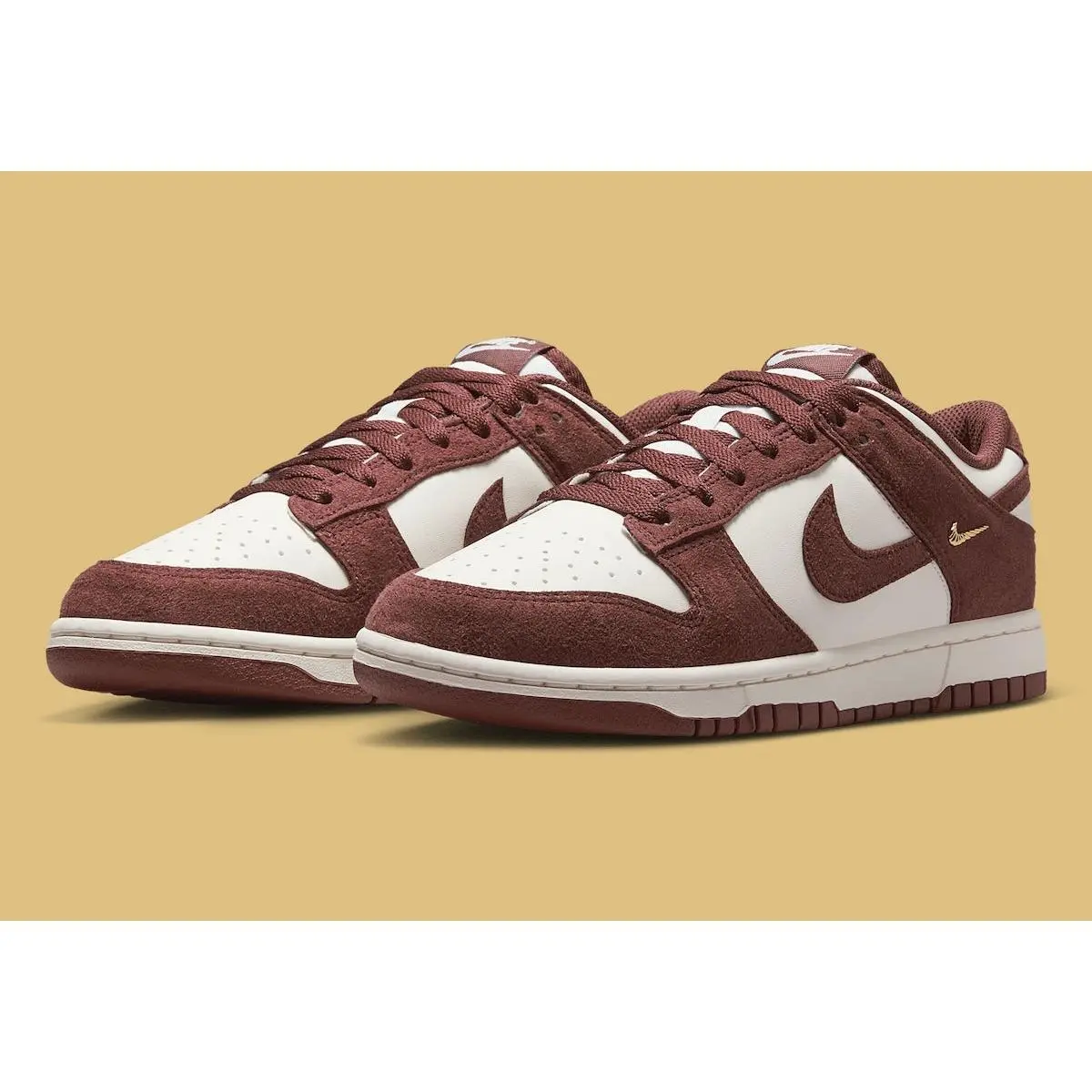 Women's Nike Dunk Low "Red Sepia IB4417-104 Gold Mini Swoosh Fashion Athletic Sneaker Fall