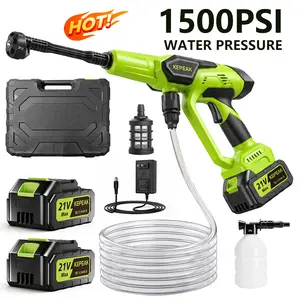 【FathersDayGift】KEPEAK 1500PSI Portable 21V Cordless Power Washer, High Pressure Cleaner with 13000mAh Battery, 200W Motor, 6-in-1 Nozzle & Foam Bottle,Perfect Gift fathersdaygiftideas