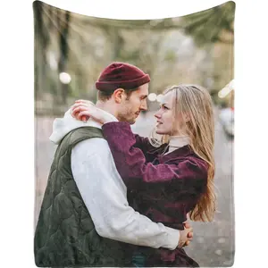 Custom Blanket 1 Picture Text HD Print Personalized Flannel photo blanket Custom gift for women, men, boyfriends, girlfriends, couples, families