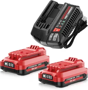 2-Packs 20 Volt 3600mAh CMCB202 Replacement for Craftsman 20V Battery Lithium Ion and Charger Kit Compatible with Craftsman V20 Battery CMCB204 CMCB209