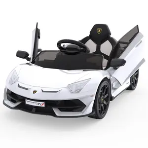 GARVEE Licensed 12V Lamborghini Kids Electric Ride-On Toy Car - Remote Control, LED Lights, Sound System, Hydraulic Doors, Pedal System, Safety Engineering Battery-Powered Vehicle
