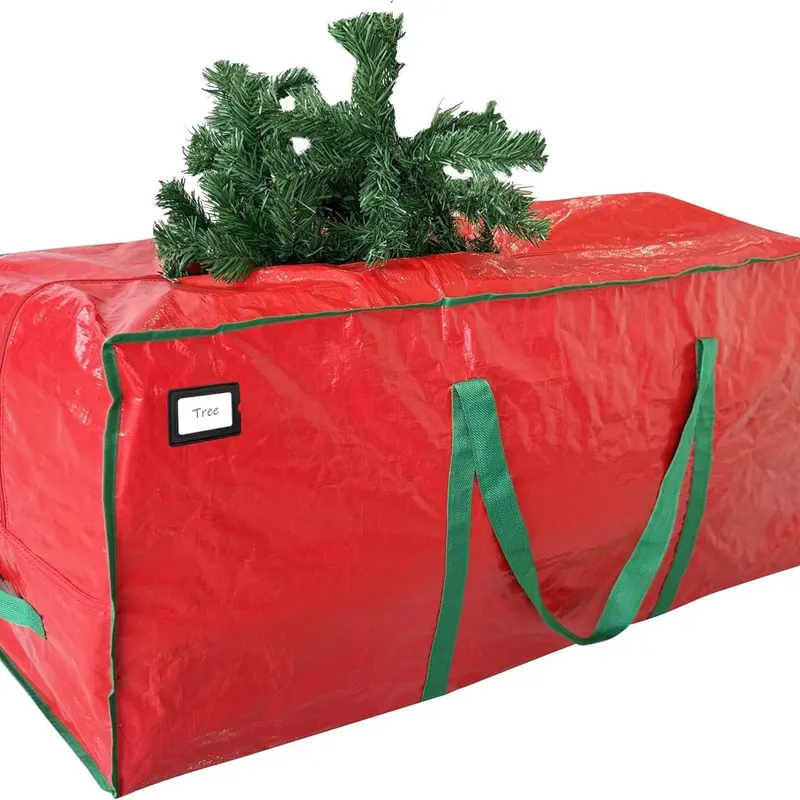 7.5 ft Christmas Tree Storage Bag Durable Heavy Duty Extra Large Artificial Xmas Holiday Tree Bag with Reinforced Handles and Dual Zippers Wide Opening Red Decoration Decoration Decoration Organiser