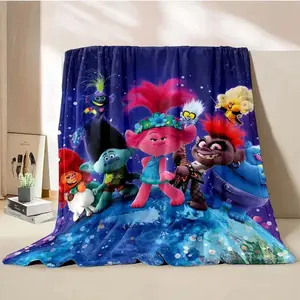 Trolls Band Together Ultra-Soft Lightweight Flannel Blanket - King Size, Cozy Cover for Bedroom Couch, Ideal Christmas Gift for Child Fans, Perfect for Watch Party, Love Character & Cartoon Decoration Throw (Poppy & Branch Style)
