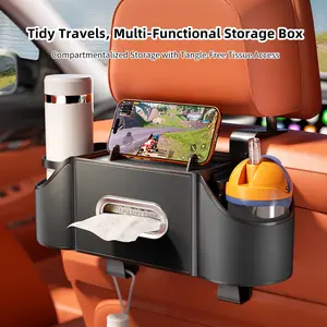 Car seat back storage box/organizer — multifunctional cup holder, phone stand, tissue box, makeup mirror, and storage compartment for car seats Cute Car Accessories Vehicle