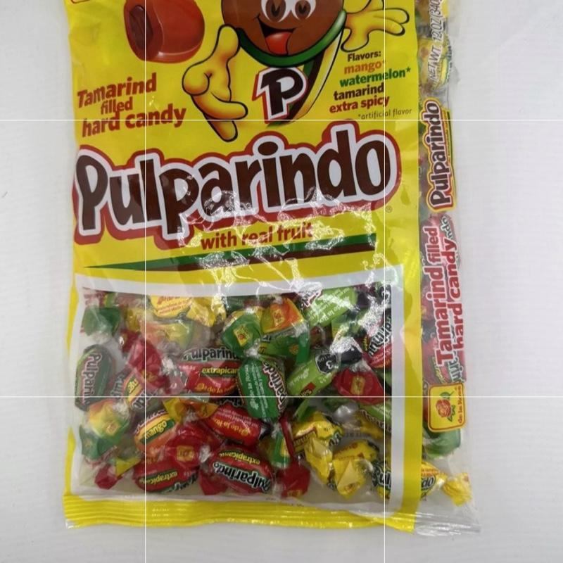 Pulparindo Hard Candy  with Real Fruit, Mango, Tamarind Watermelon & Spicy Flavors, Sweet Snack Mangga Candies 68 counts Each bags (packs 2 ) Party Favor