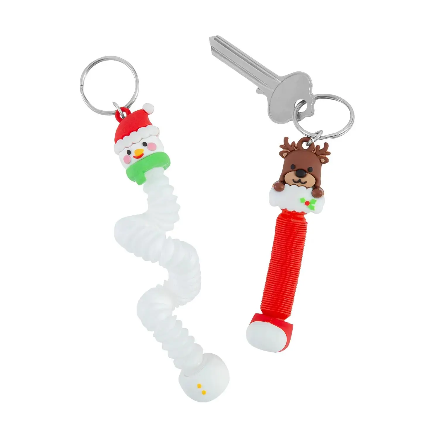 4" - 10" Christmas Expanding Tube Fidget Toy Keychains - 12 Pc.