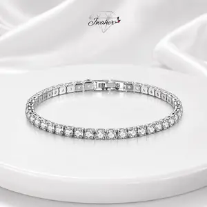 925 Sterling Silver Plated 2-Piece Tennis Jewelry Set - Necklace and Bracelet, Iced Silver Fashion Costume Accessory