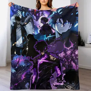 Ultra-Soft Anime Solo Leveling Flannel Throw Blanket | Shrink-Resistant & Machine Washable Cozy Bedding  | Perfect All-Season Gift, Couch & Movie Night Essentials