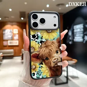 Cute Highland Cow Sunflower Pattern Magnetic MagSafe Phone Case for iPhone 17 Air/16 Pro Max 15 Pro 14 13 12 11 Plus Shockproof Slim Protective Cover Casing