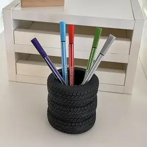 Unique Tire Shaped Pen Holder, Marker Pen Holder, Durable Plastic Desktop Organizer, Office Supplies Storage, Fun and Stylish Workspace Accessory
