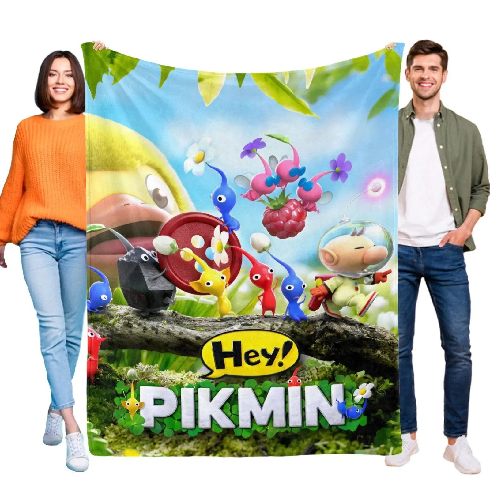 Pikmin Video Game Flannel Throw Blanket | Soft Cute Gaming Room Decor Couch Blanket | Cozy Birthday Present for Kids Video Game Fans