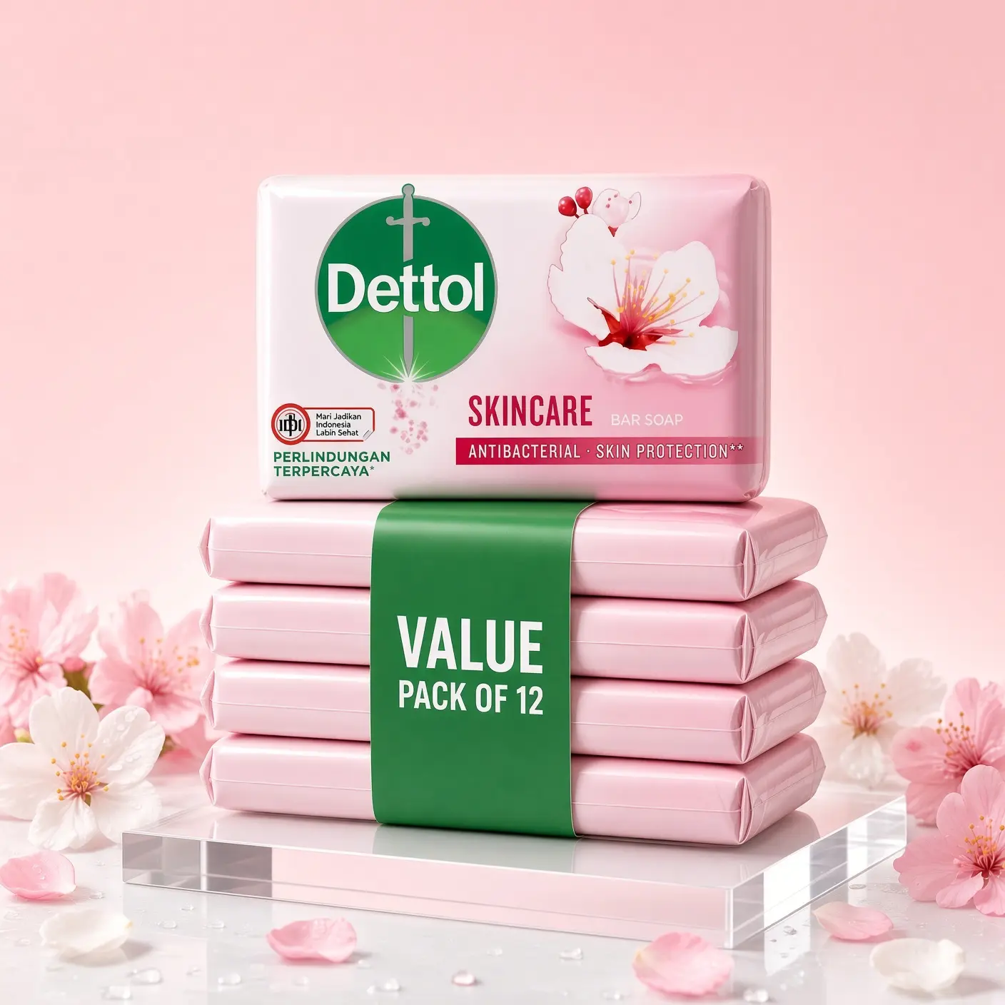 Dettol Antibacterial Soap Bar 100g Pack of 12 Skincare Care Scent - For Everyday Use Body Care Cleansing
