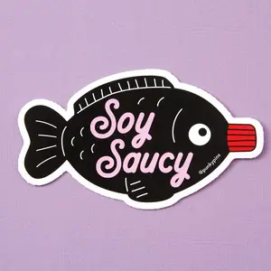 Soy Saucy Vinyl Sticker – Humorous Food Pun Decal, Laptop Water Bottle Decal Sticker