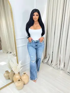 Jackie Judy Blue Rigid Magic Straight Leg Mid Rise Jean