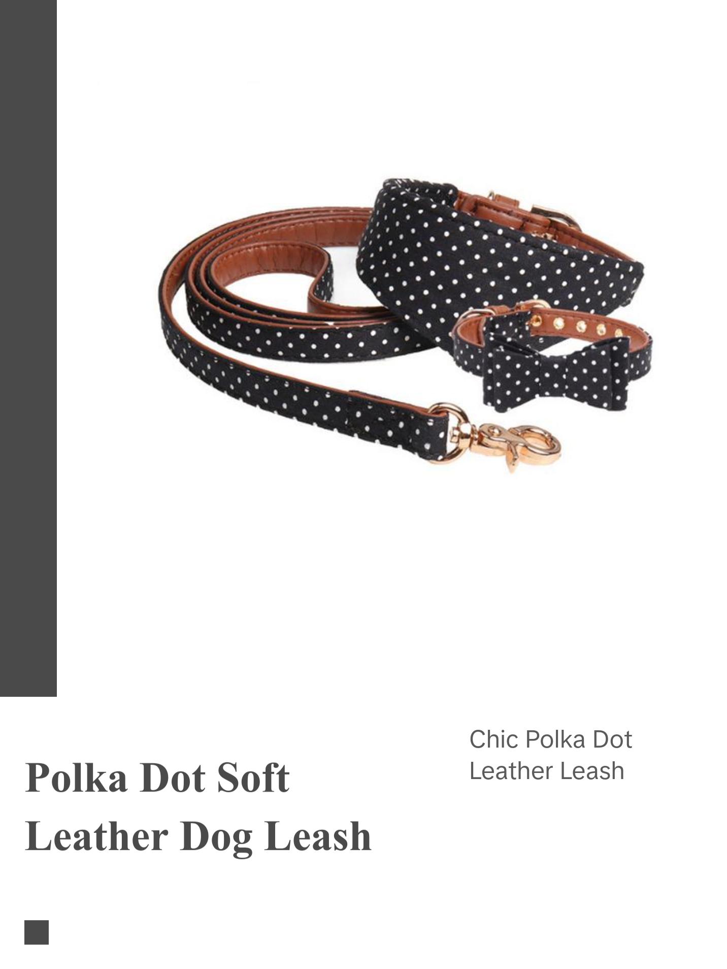 Polka Dot Collar Bandana Soft Leather Dog Leash