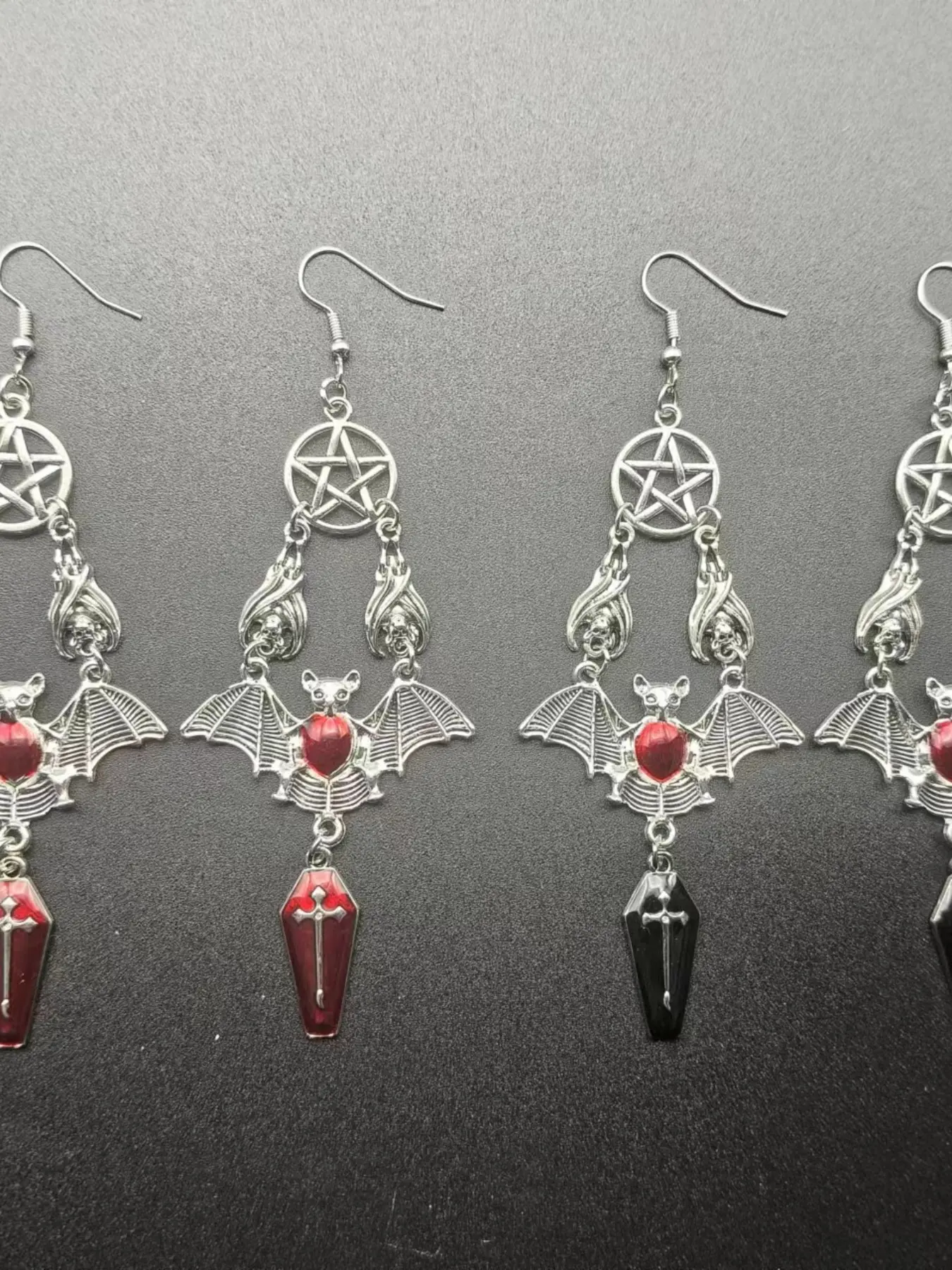 Vintage Gothic Punk Bat Vampire Earrings, Creative Fashion Halloween Jewelry, Unique Style Ear Rings for Women