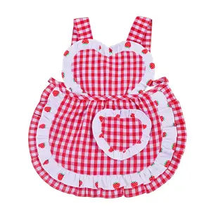 Kids Aprons for Girls - Cute Gingham Apron with Pocket - Toddler Girl's Apron for Ages 1-3 Years