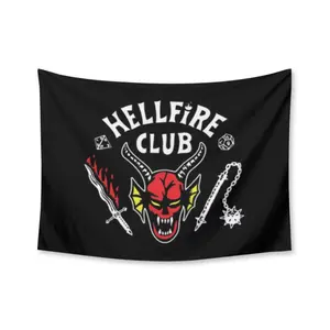 Stranger Things Hellfire Club Dungeons and Dragon Hellfire Tapestry Funny Tapestries Durable Man Cave Wall Flag for College Dorm Room Decor Outdoor Party Banner Tree Design
