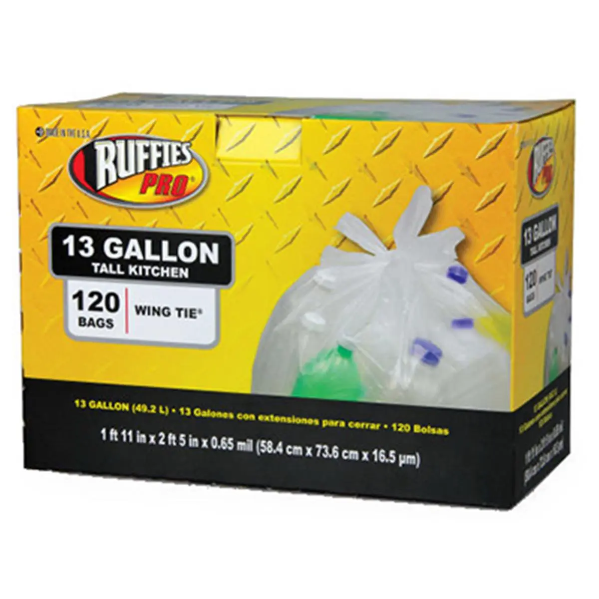 212 MAIN Durable Trash Bags, 13 Gal Recyclable Kitchen Home Trashbags, 120-Count Side Pack Tool Organizer Supplies, Home Supplies, Waste Bags