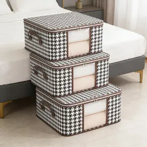 3-Piece Quilt Storage Bags, Foldable Clothes Organizer with Transparent Window, Zipper and Handle, Ideal for Dorms and Bedrooms