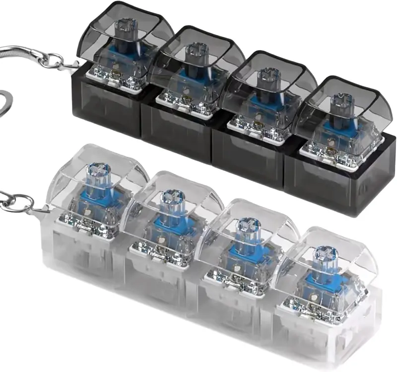 4-in-1 Keyboard Fidget Keychai Keyboard Decompression Button Finger Clicker Toys, Keychain Button Stress Relief Fidget Gifts to Relief Stress