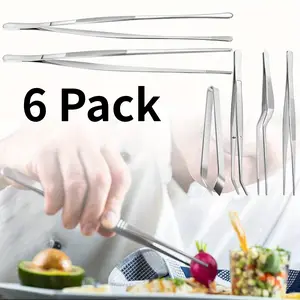 6Pack Stainless Steel Tongs Set - Perfect for Grilling, Serving and Cooking - Durable, Heat-Resistant  with Grip Handles Kitchen Tools for BBQ and Restaurant Use (6.3inch/12inch) - Home Improvement.