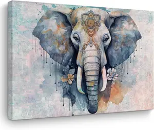 Elephant Wall Art Elephant Wall Decor Retro Elephant Gifts Canvas Vintage Animal Themed Framed Poster Artwork Prints Pictures for Home Farmhouse Bathroom Bedroom kitchen Living Room SHJY-00498