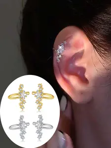 Sparkling Star Ear Cuff Clip On Cartilage Earrings for Women Cubic Zirconia Stainless Steel No Piercing Fake Earrings Trendy Jewelry for Daily Wear, Party, Gift High Quality Earrings